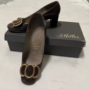 Vintage J. Miller Brown Leather Heels | Neiman Marcus | 1960s | 4.5 AA